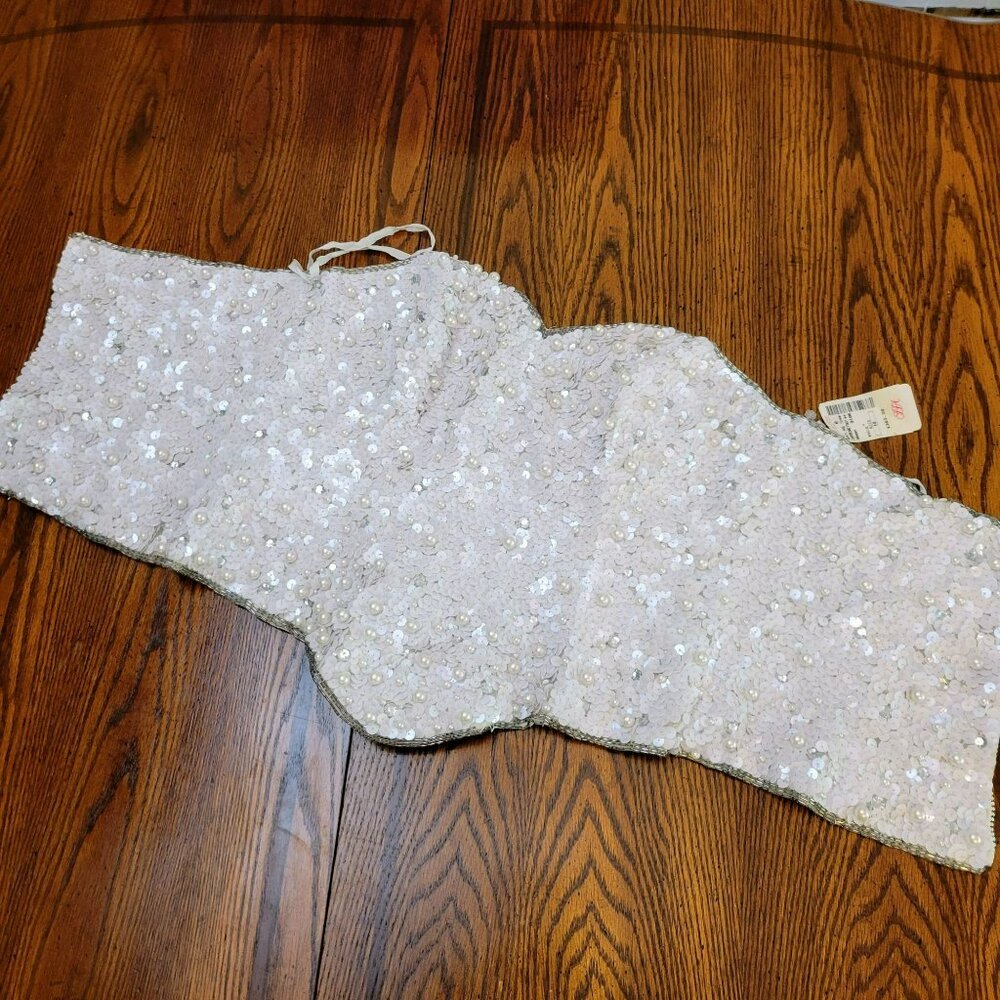 Vintage Saks Fifth Avenue Couture Pearl & Sequin Beaded Strapless Bustier Corset - Picture 3 of 16